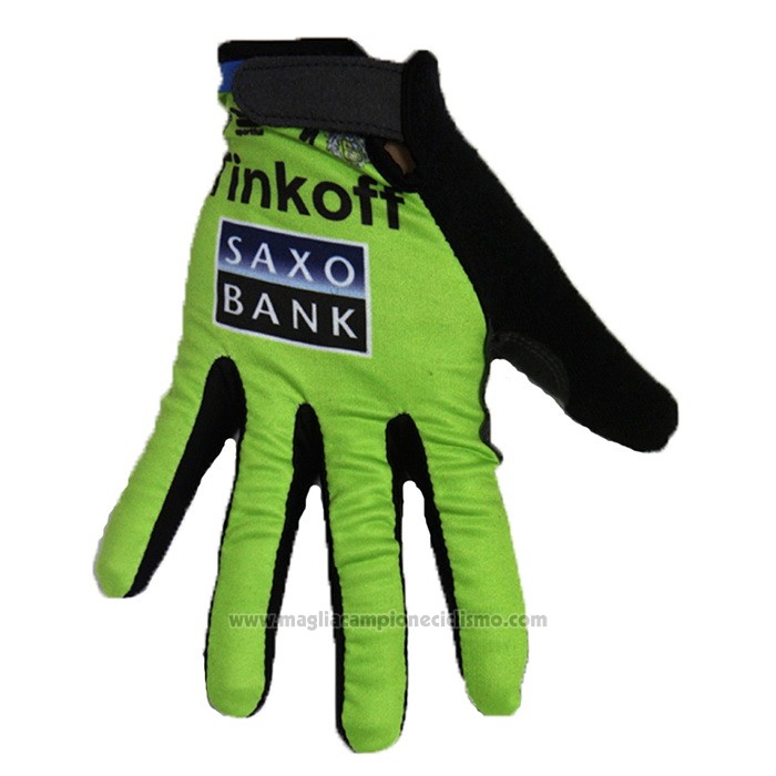 2020 Tinkoff Saxo Bank Guanti Dita Lunghe Verde Nero